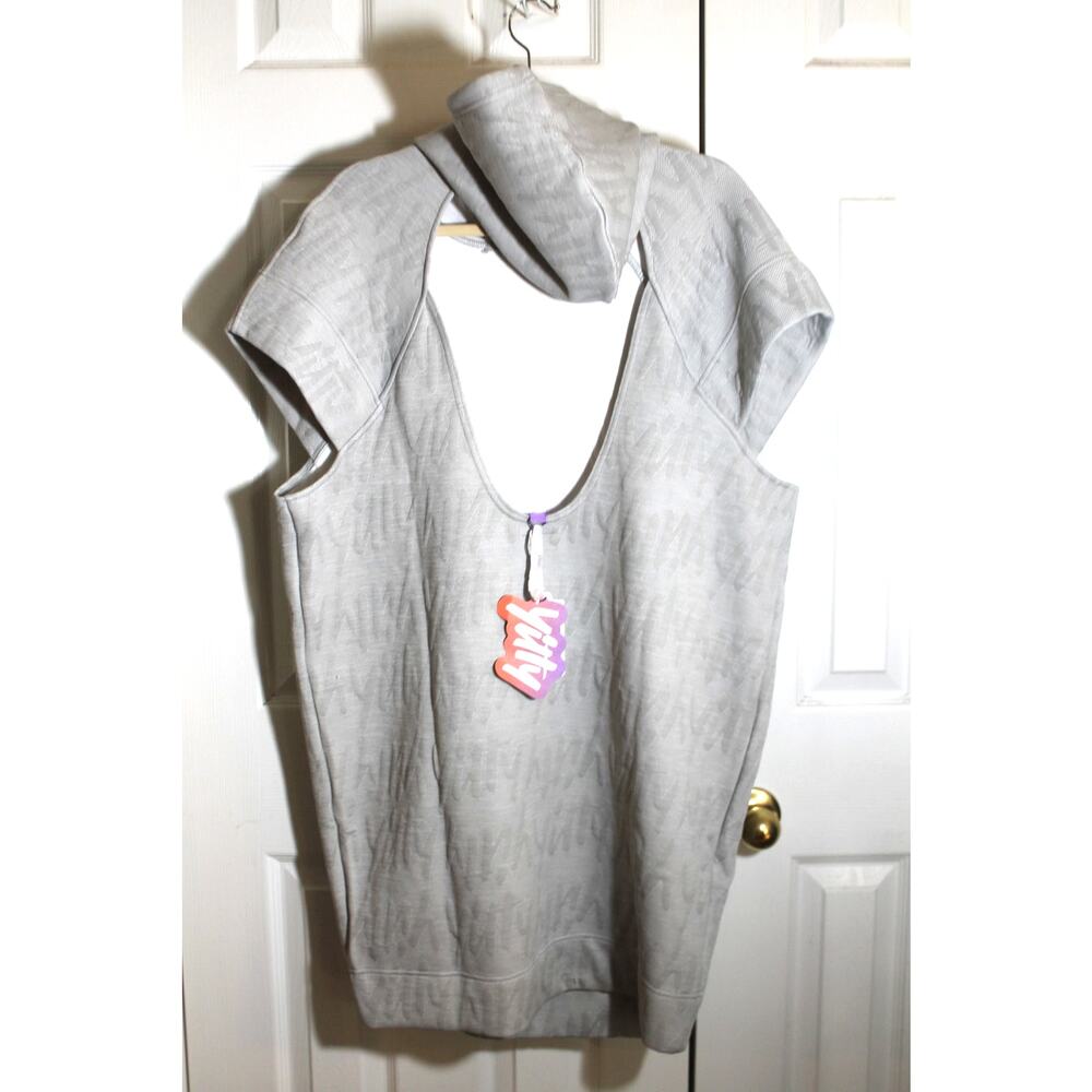 Yitty Gray Major Label Backless Hoodie Dress sz L NEW - Picture 3 of 4